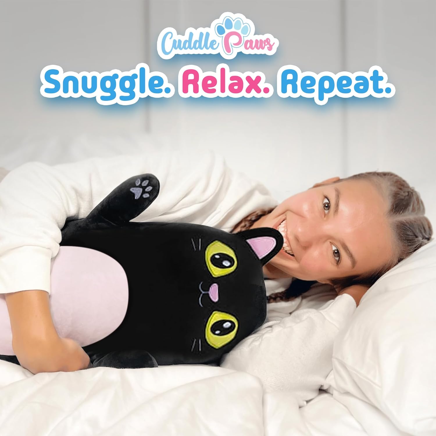 Adjustable Stuffed Cat Plush Pillow for Kids Adults Soft Comfort Design