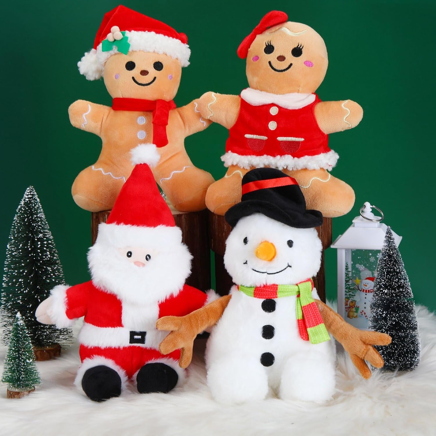 Syhood 4 Piece 9 Inch Christmas Plush Set