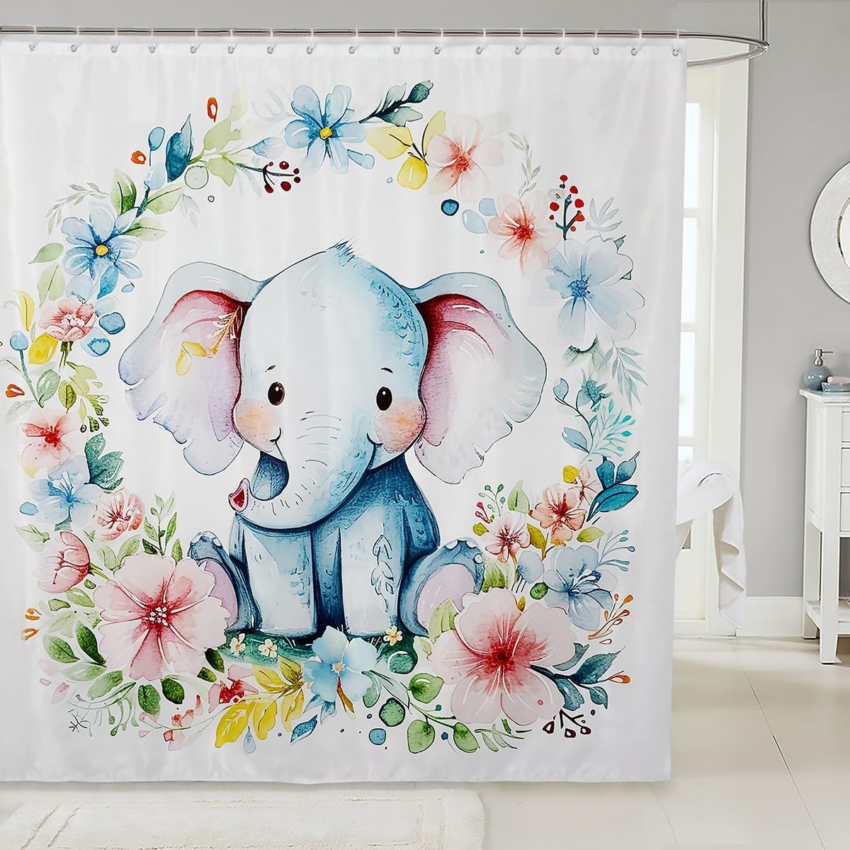 Machine Washable Waterproof shower curtain with Animal Print