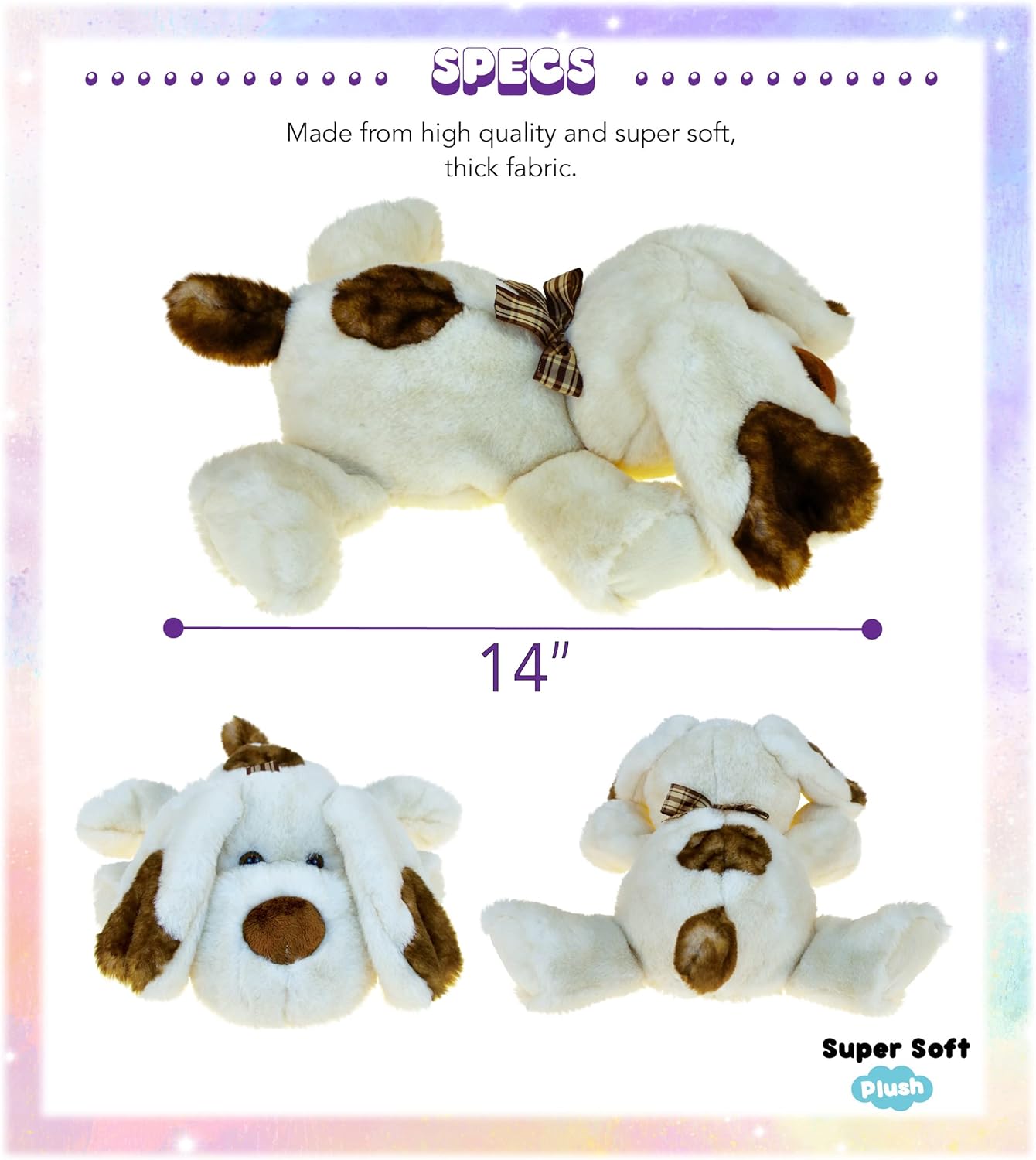 DolliBu Plush Dog Bed Soft Huggable Laid-back Educational