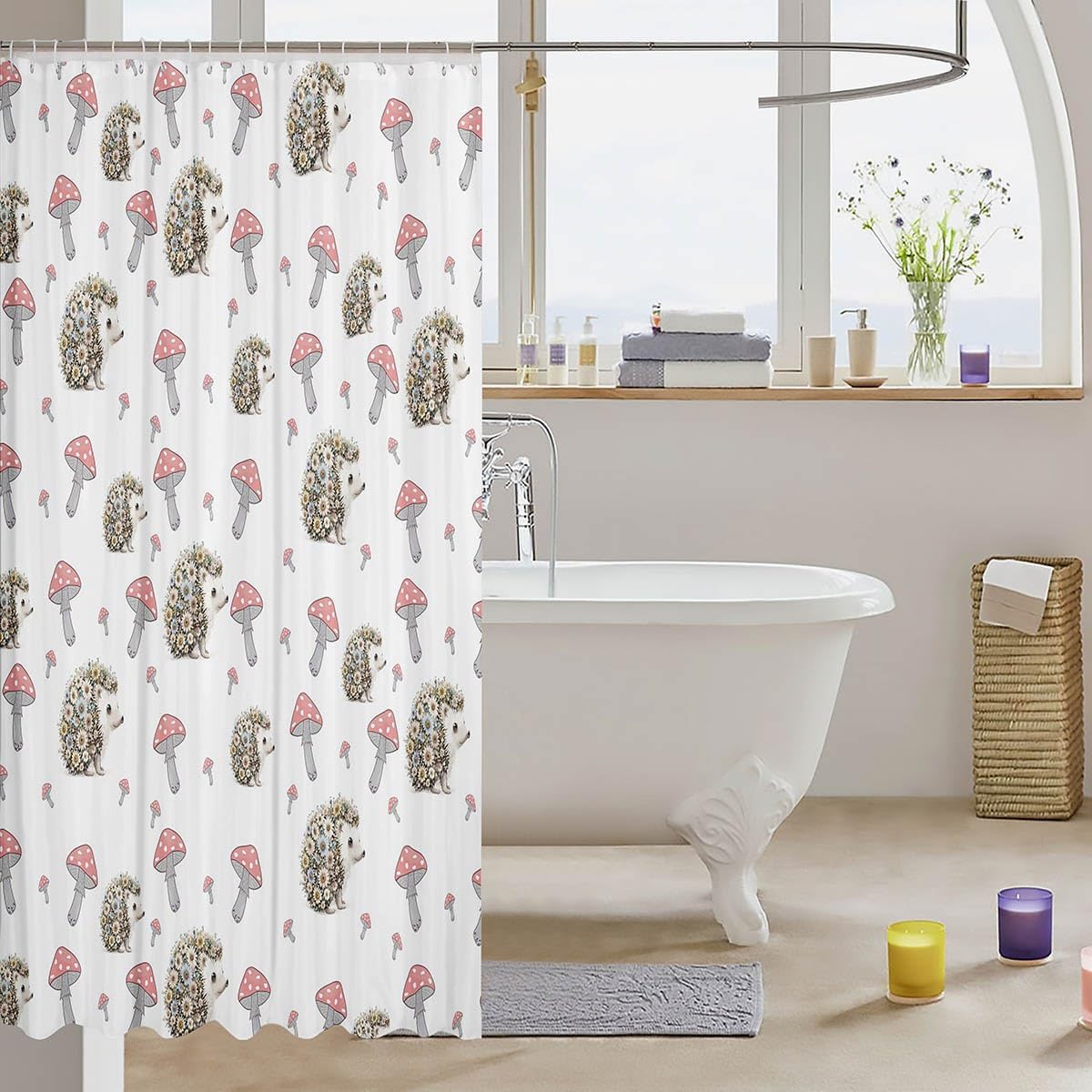 Manfei Cute Hedgehog Kids Shower Curtains
