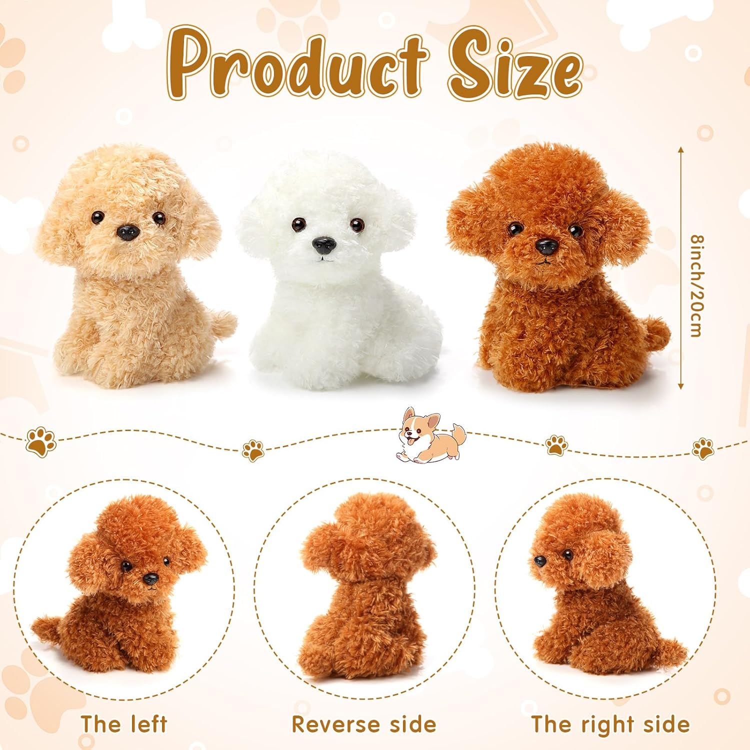 Harrycle 6 Piece 8 Inch Stuffed Animal Plush Dog Puppy Set