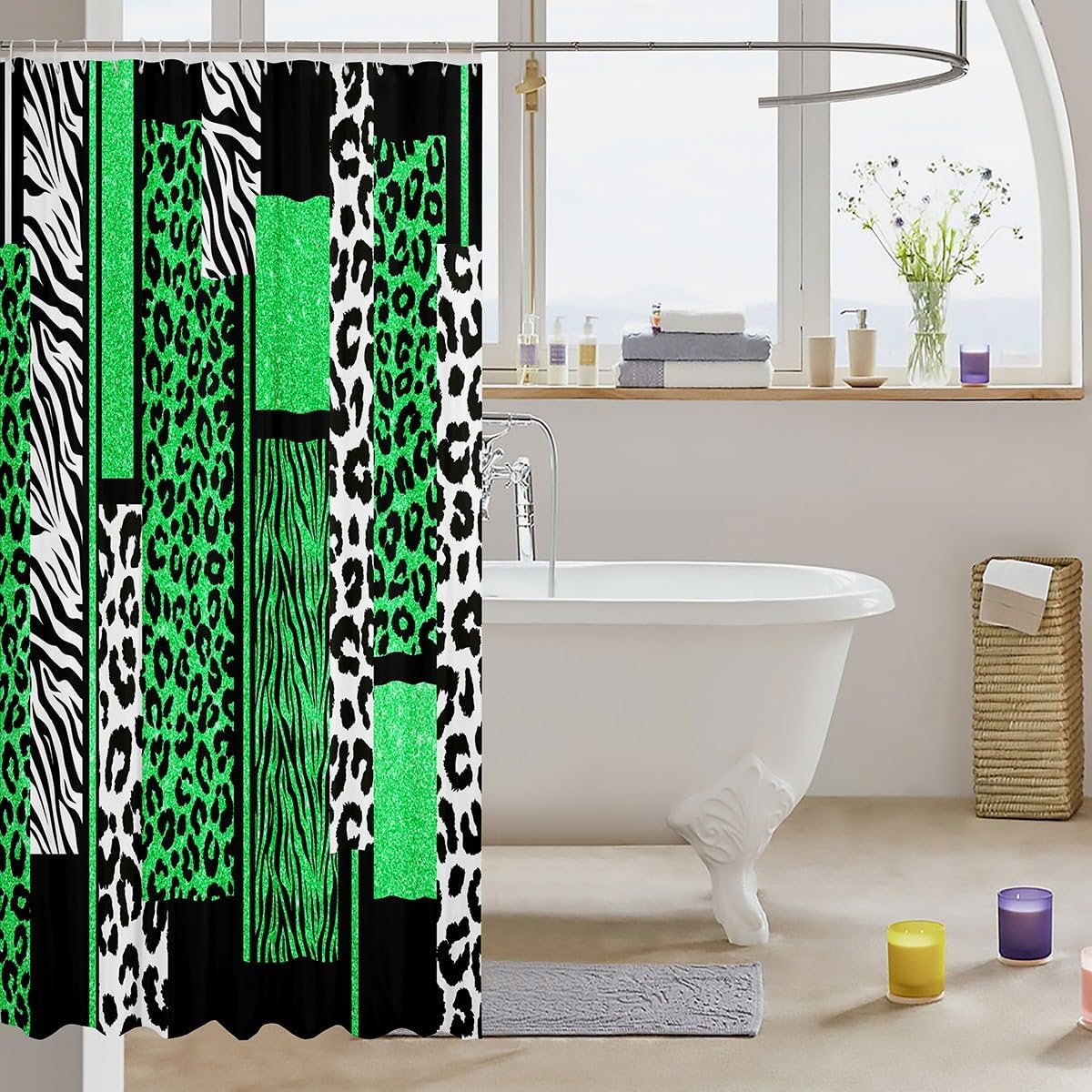 Feelyou Leopard Animal Print shower curtain set for kids