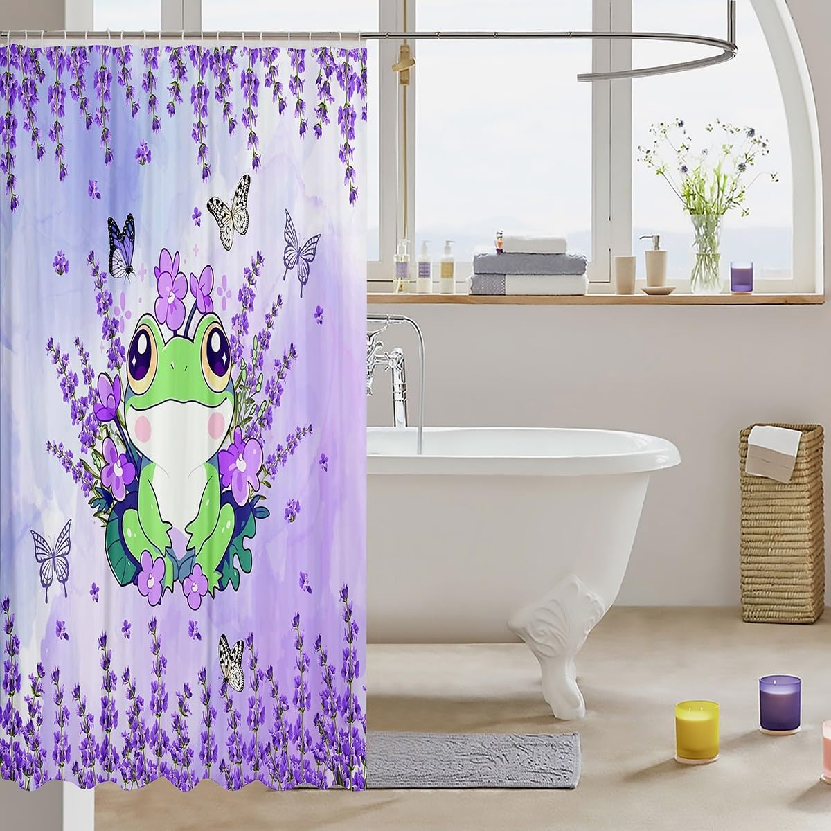 Manfei Cute Frog Kids Bathroom Curtains Waterproof Fun for Kids