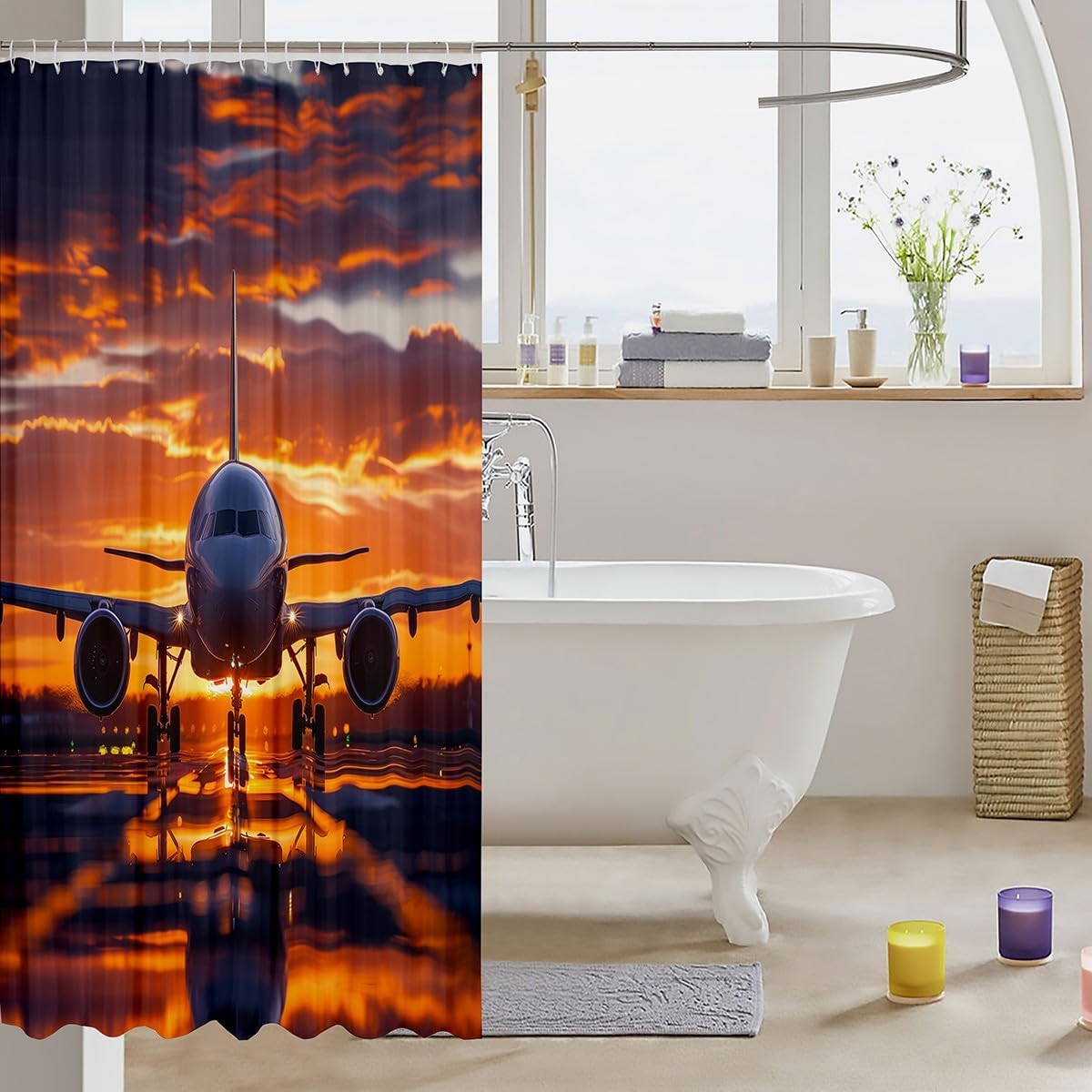 Exquisite Kids Airplane Shower Curtain Unique Plane Bathrollo 72x84