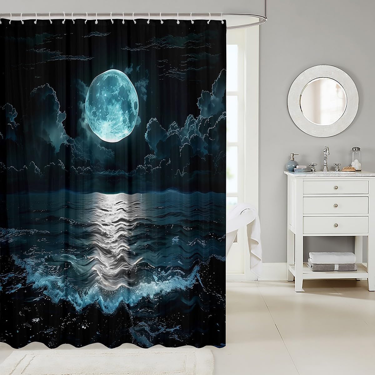 Shower Curtain Kids Moon Design 72x72