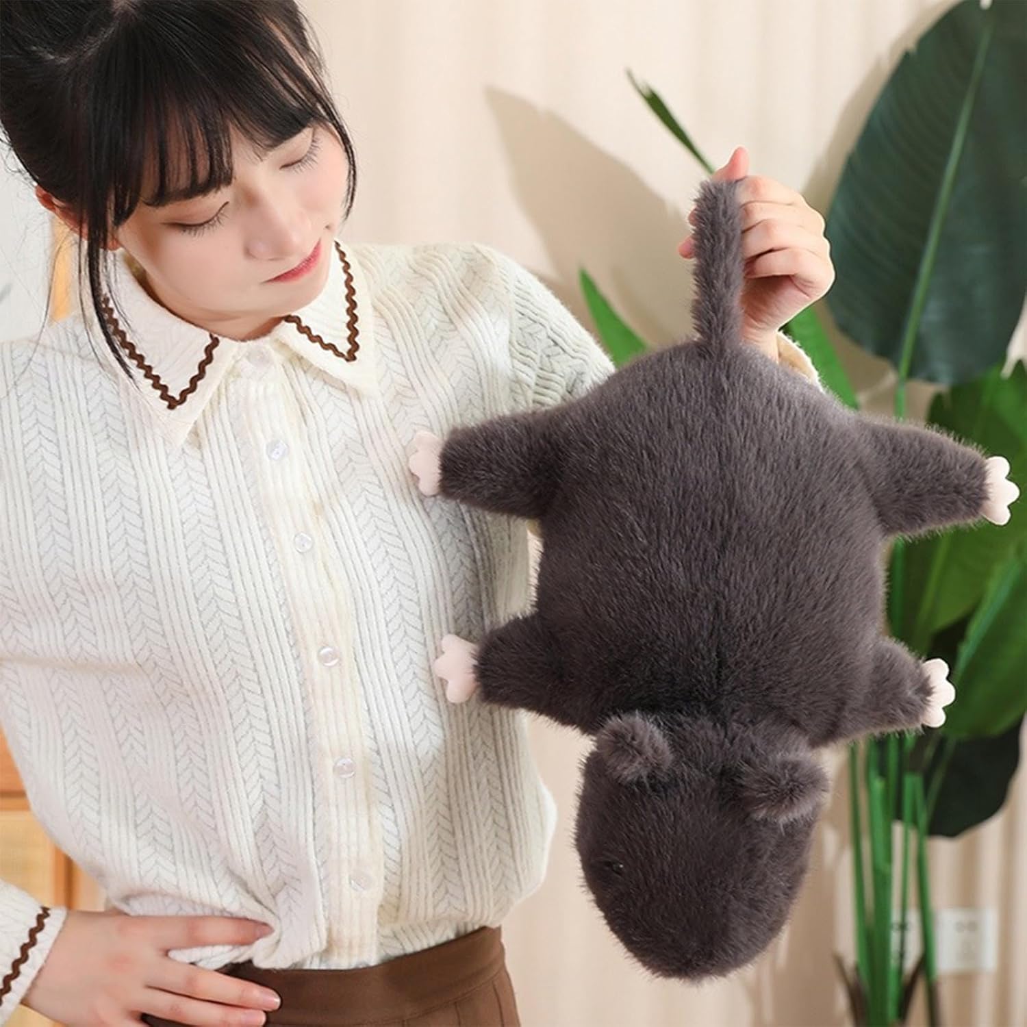 Gray Mouse Plush Pillow for Kids