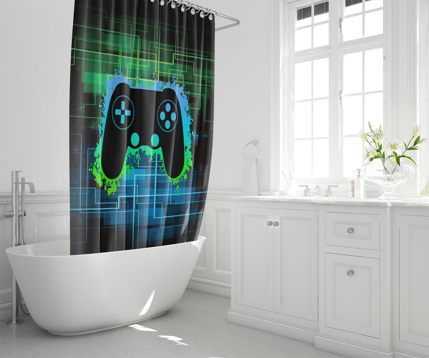 Game Controller Shower Curtain Set 4-Piece