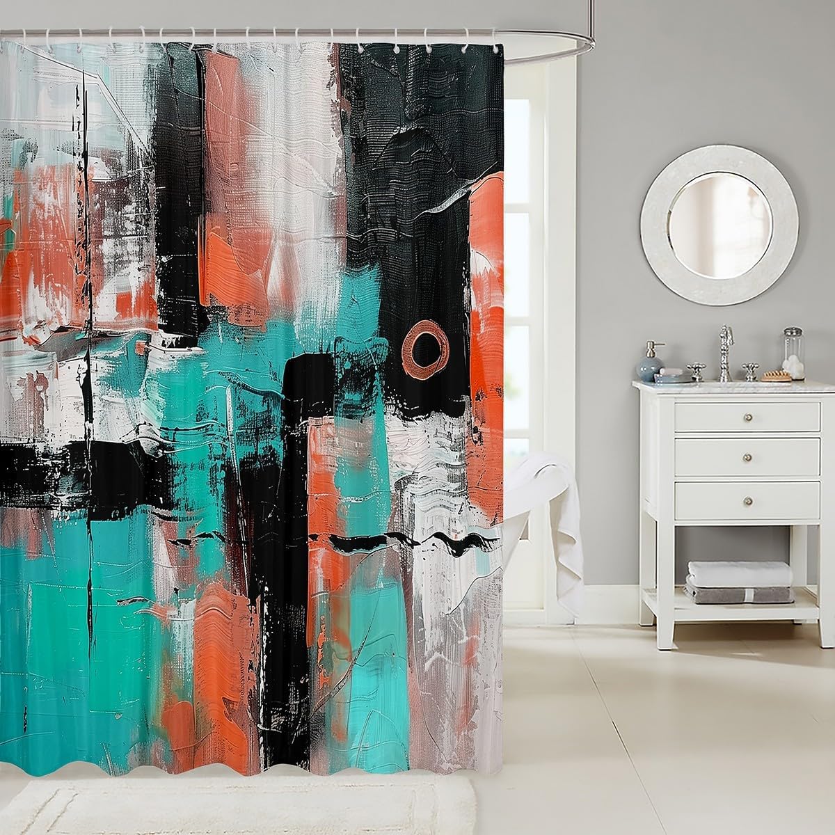 Modern Abstract Shower Curtain Set for Home Travel Use