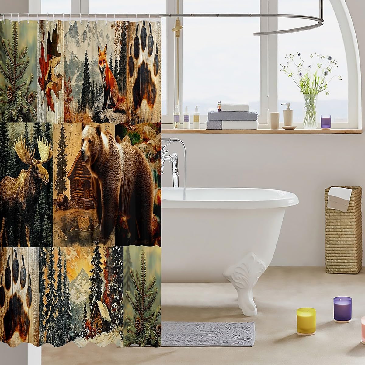 Rustic shammy curtains with unique wild animal design