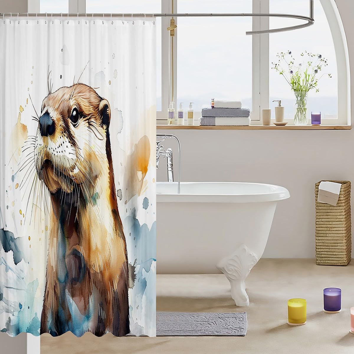 Feelyou Brown Otter Bathroom Shower Curtain Set