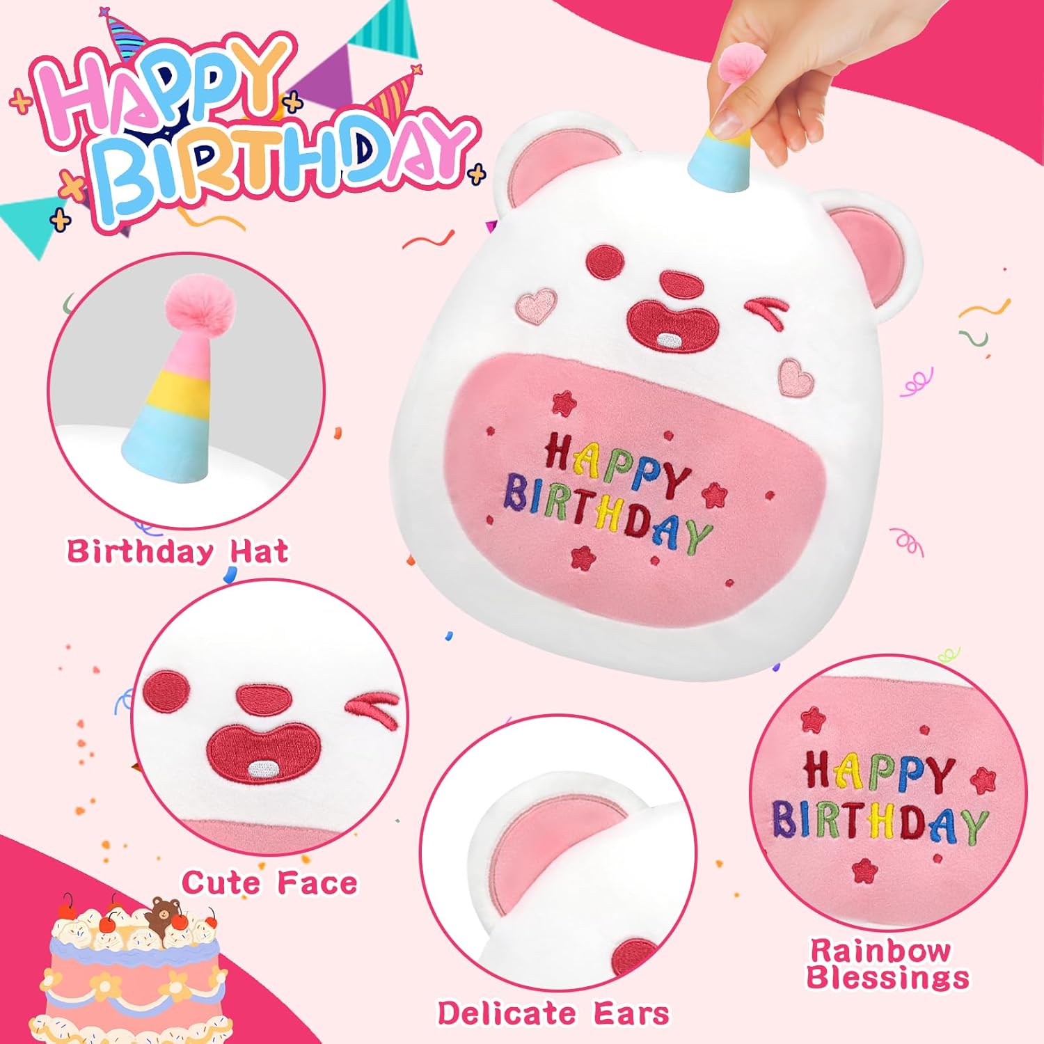 Birthday Bear Plush Pillow Toy