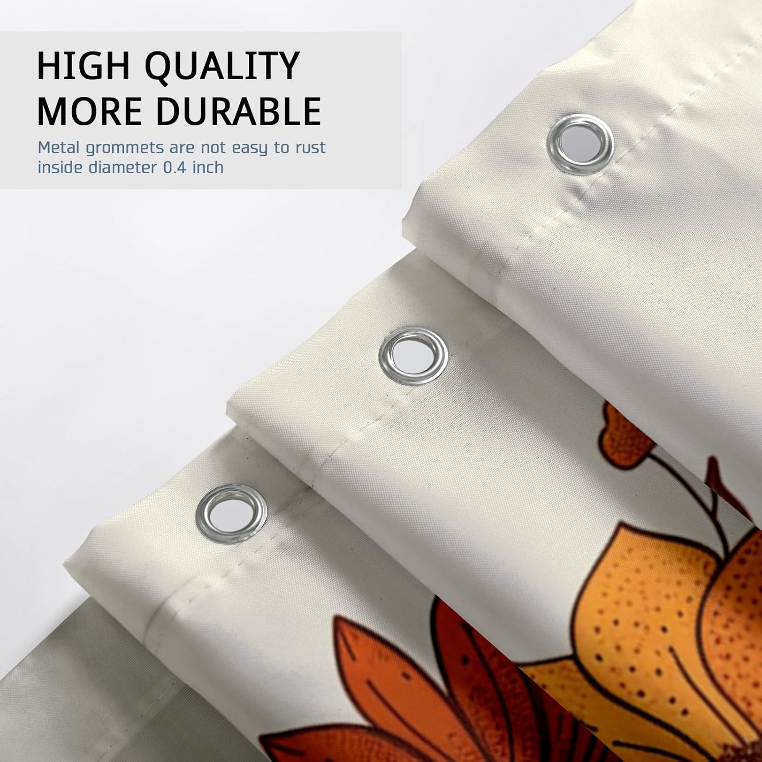 Fall Cream Pumpkin shower curtain set Autumn line drawing 62x72 TPHIHpT