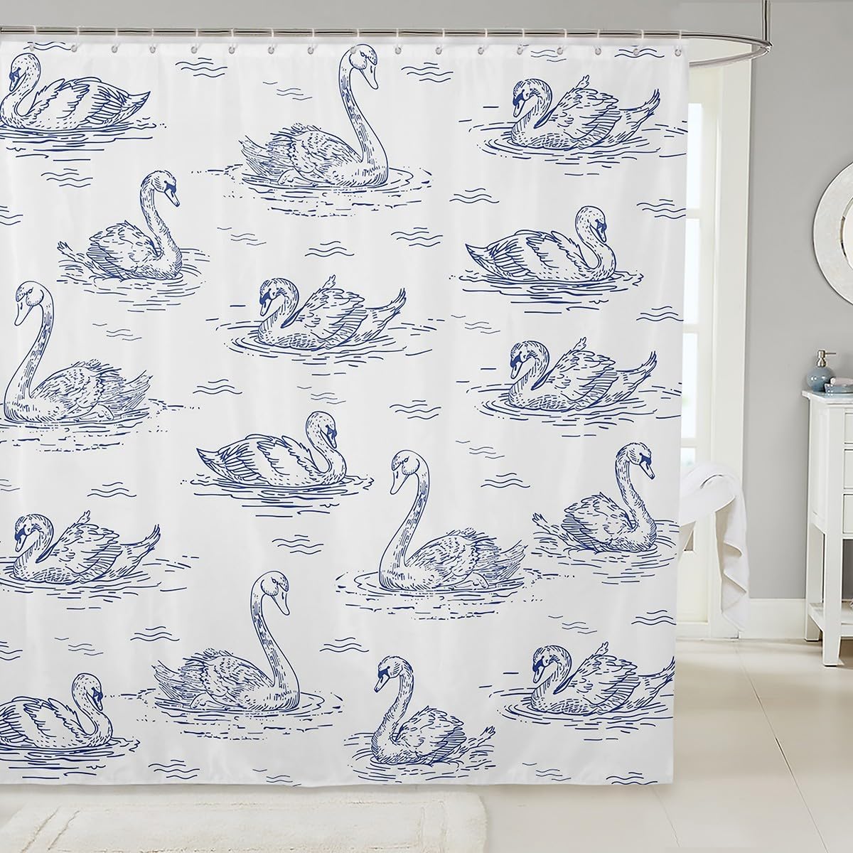 Feelyou Cartoon Swan 72x78-Inch Kids Bath Shower Curtain
