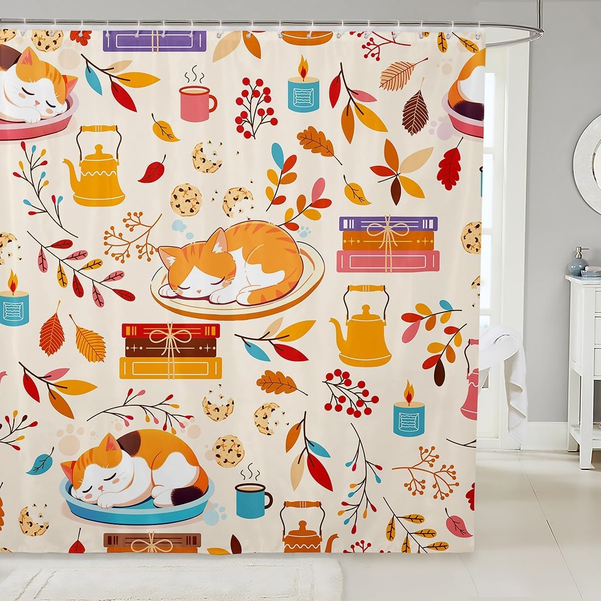 Feelyou Cat Bath Curtain 72x72 for Kids