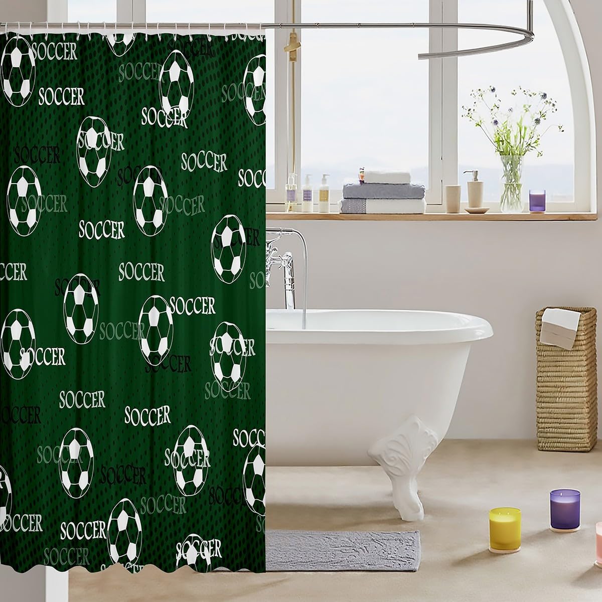 Feelyou Boys Football Bath Curtain 72x72