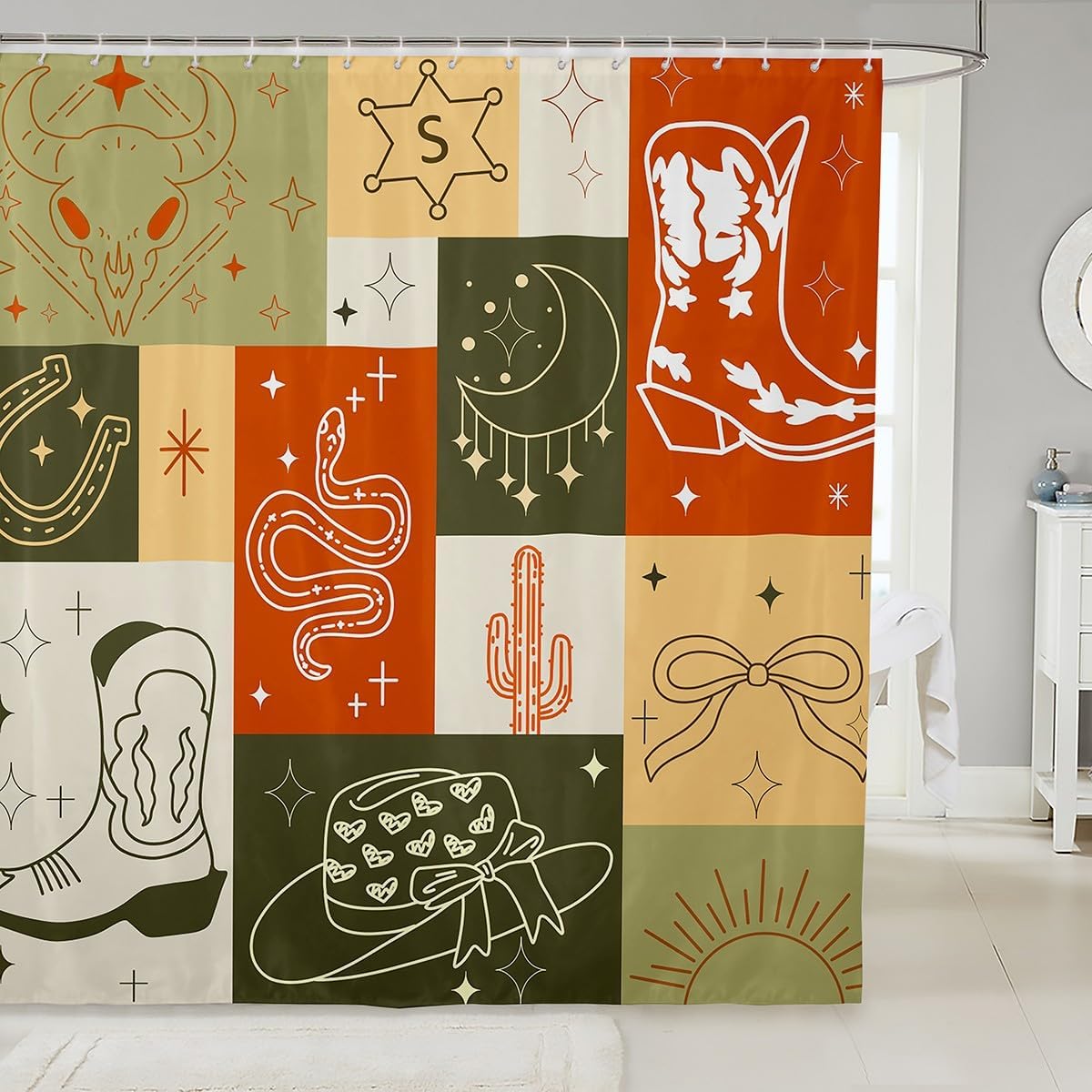 Wild Western Cowboy Bath Curtain Set