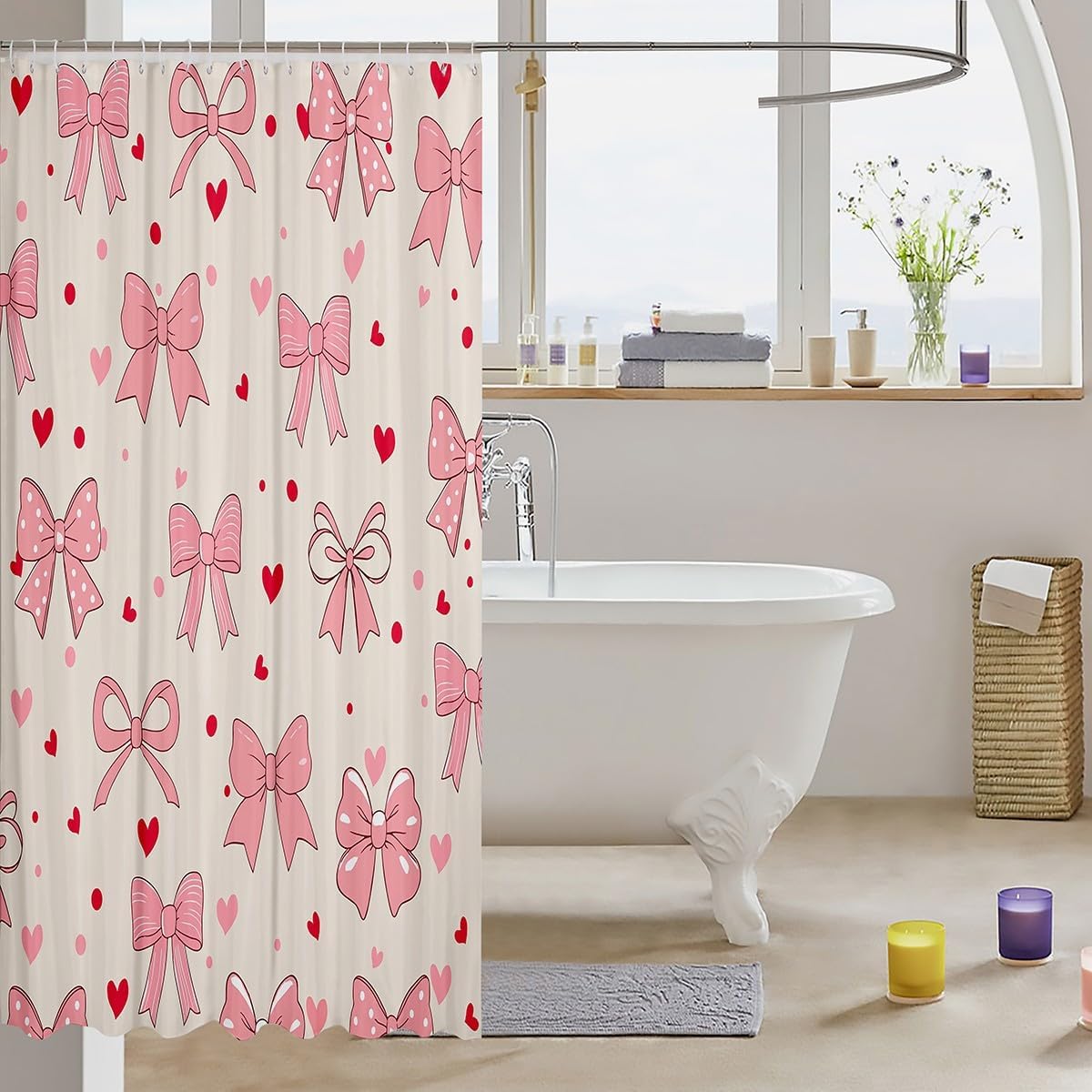 Manfei Cartoon Bowknot Kids Shower Curtains
