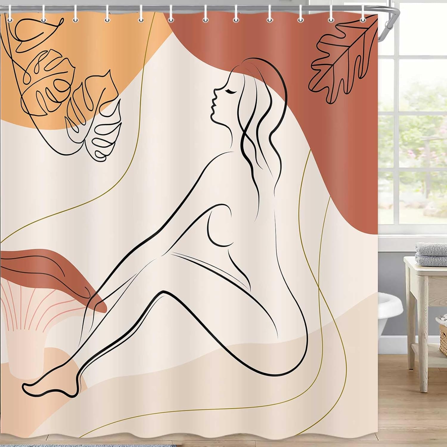 Boho Mid Century Modern 72x72 inch Contemporary Design Shower Curtain Set