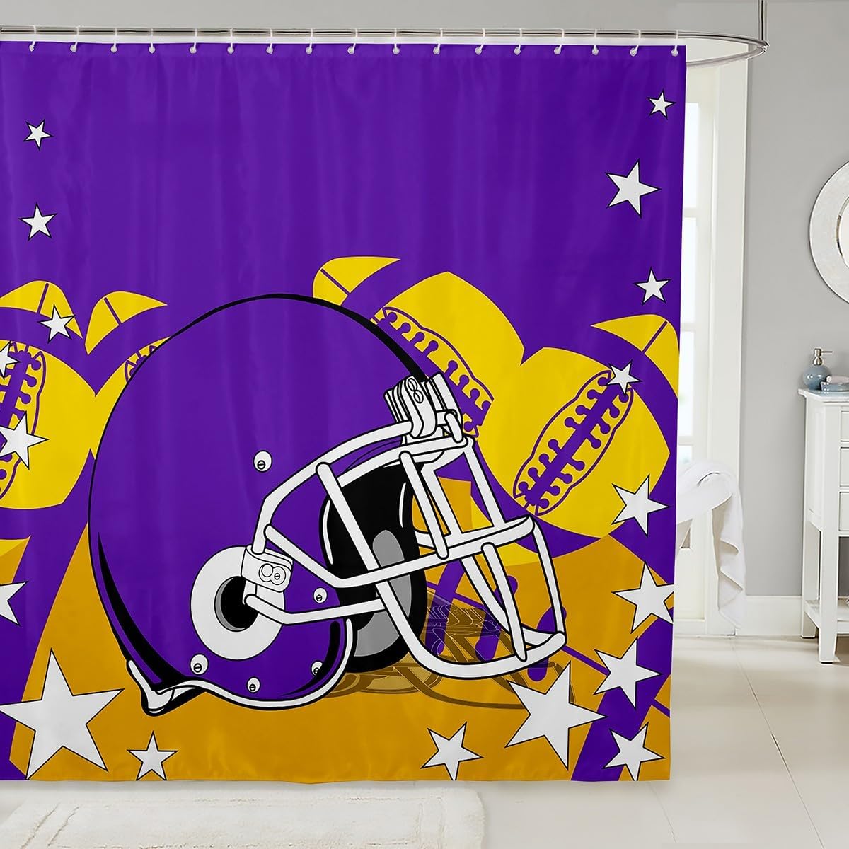 Erosebird American Football Bath Shower Curtain Set 72 x 72