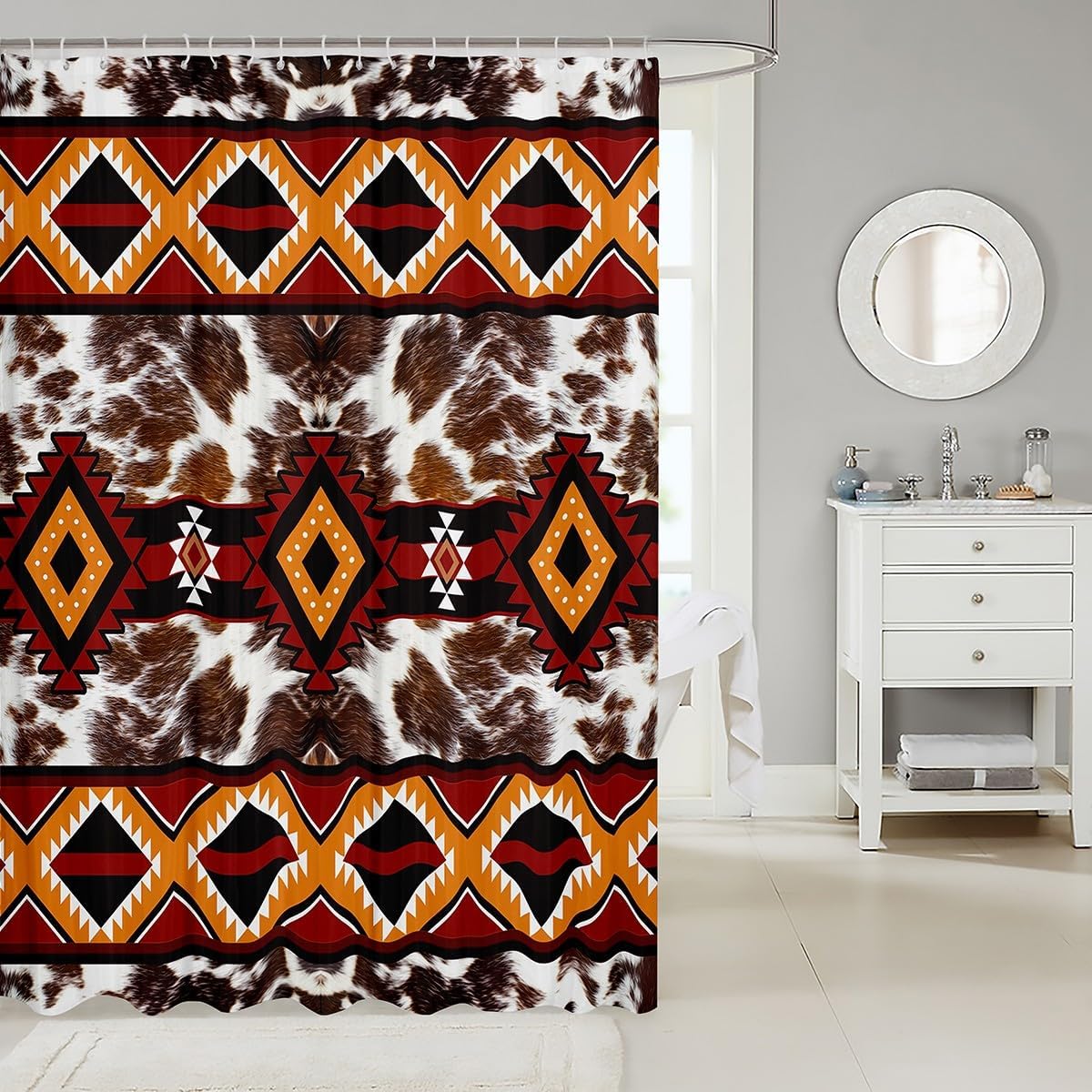 Feelyou Cow Print Shower Curtain 72x78 inches Bohemian Bath Accessory