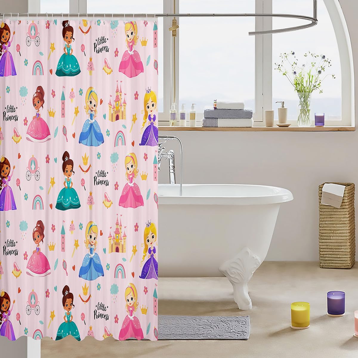Magical Princess Bath Curtain with 12 Hooks Perfect for Gifting