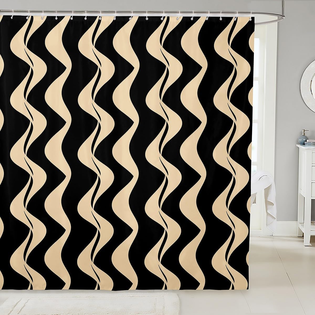 jejeloiu Geometric Bath Curtain