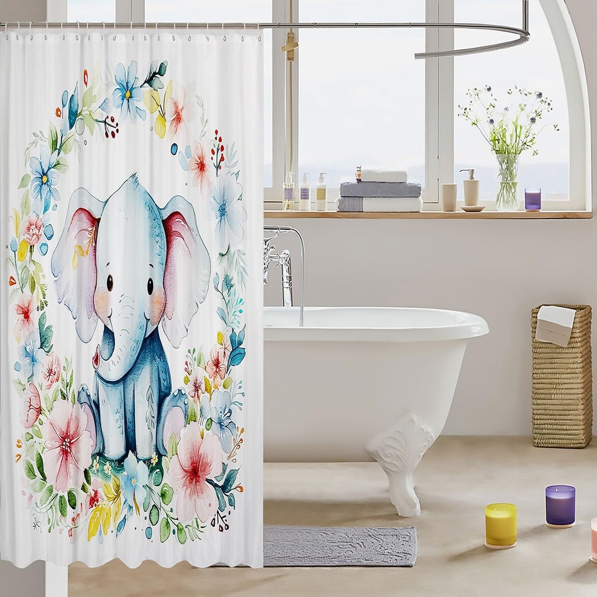 Machine Washable Waterproof shower curtain with Animal Print