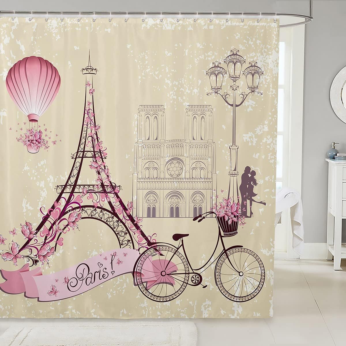 Eiffel Tower Kids Shower Curtain