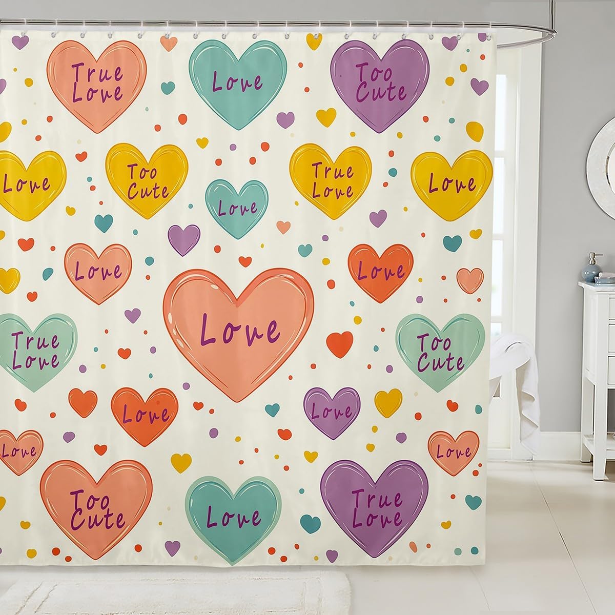Valentines Day Kids Bath Curtain Set