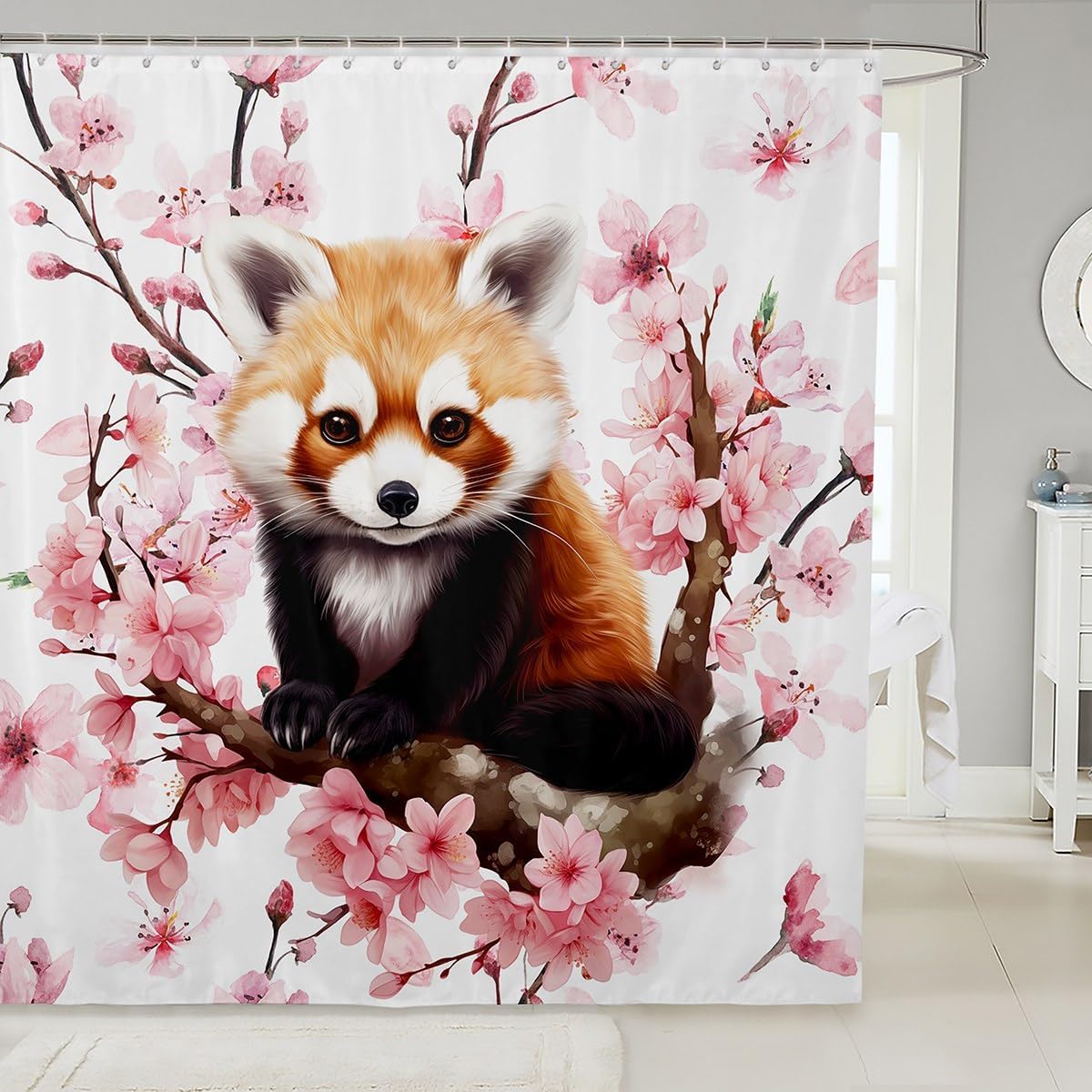 Manfei Red Panda Kawaii Bath Curtain Cute Washable shower curtain