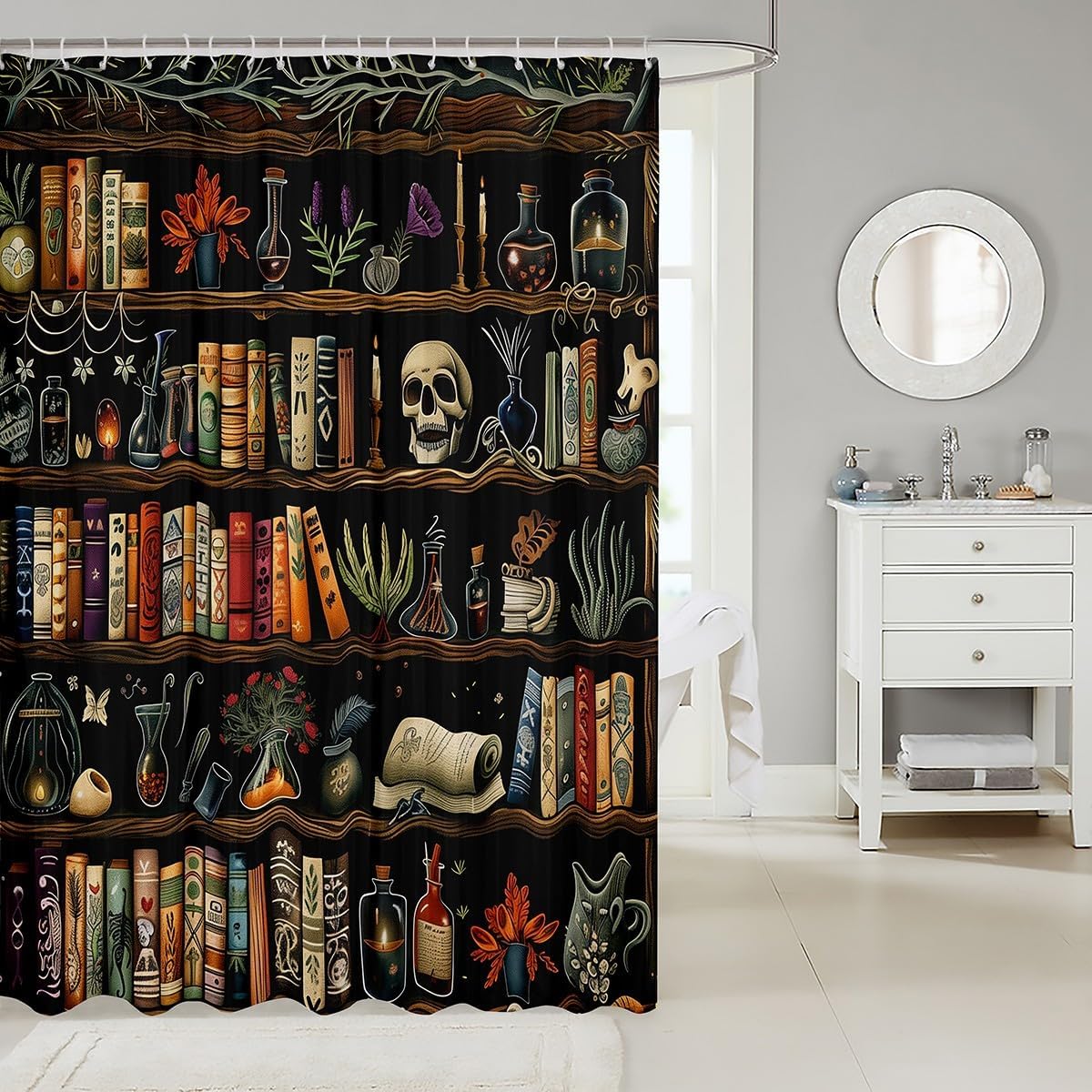 Halloween Retro Bath Curtain