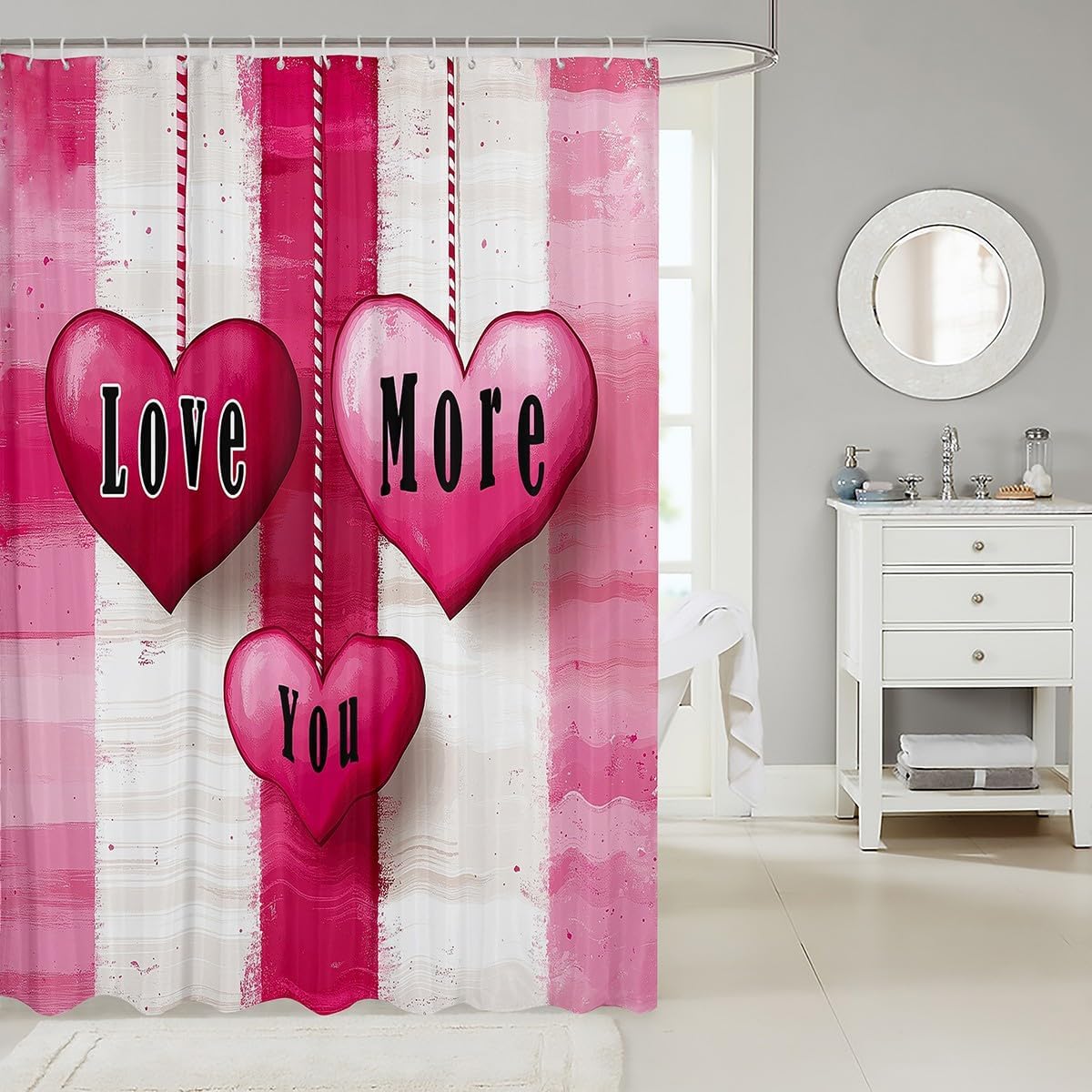 Swoop Valentines Day Bath Fun Curtain