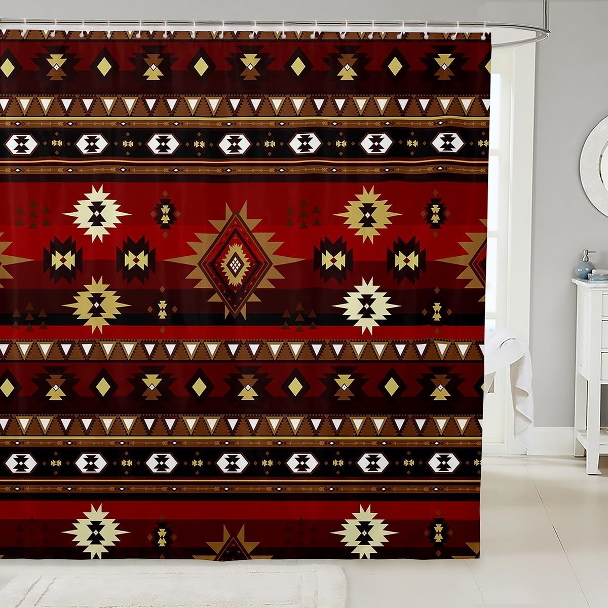 Boho Kitchen Kids Western Bath Curtain Set 72 x 84 Waterproof Design