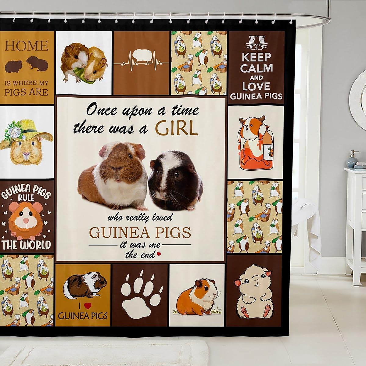 Manfei Cute Guinea Pig Shower Curtain Set