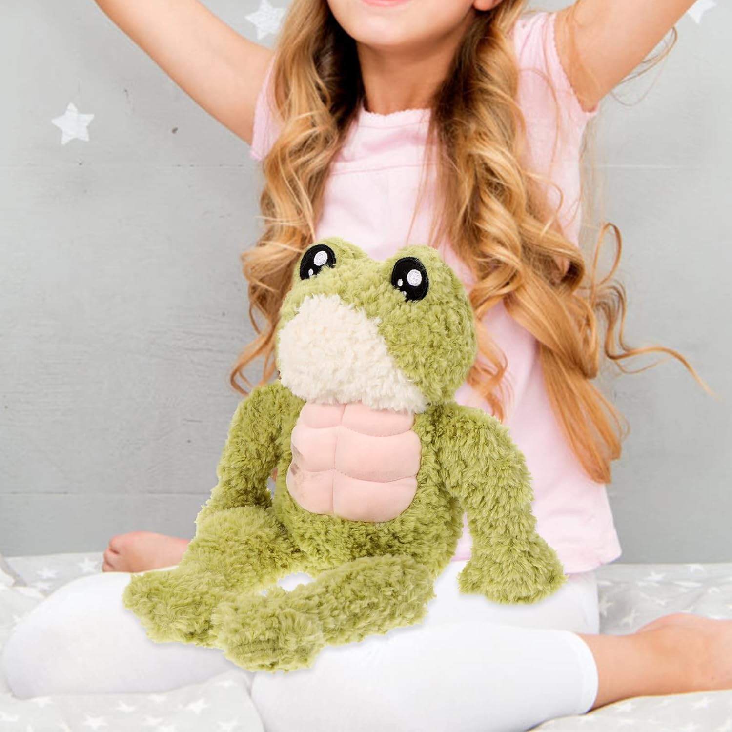 Cute 3D Muscle Frog Plush for Kids