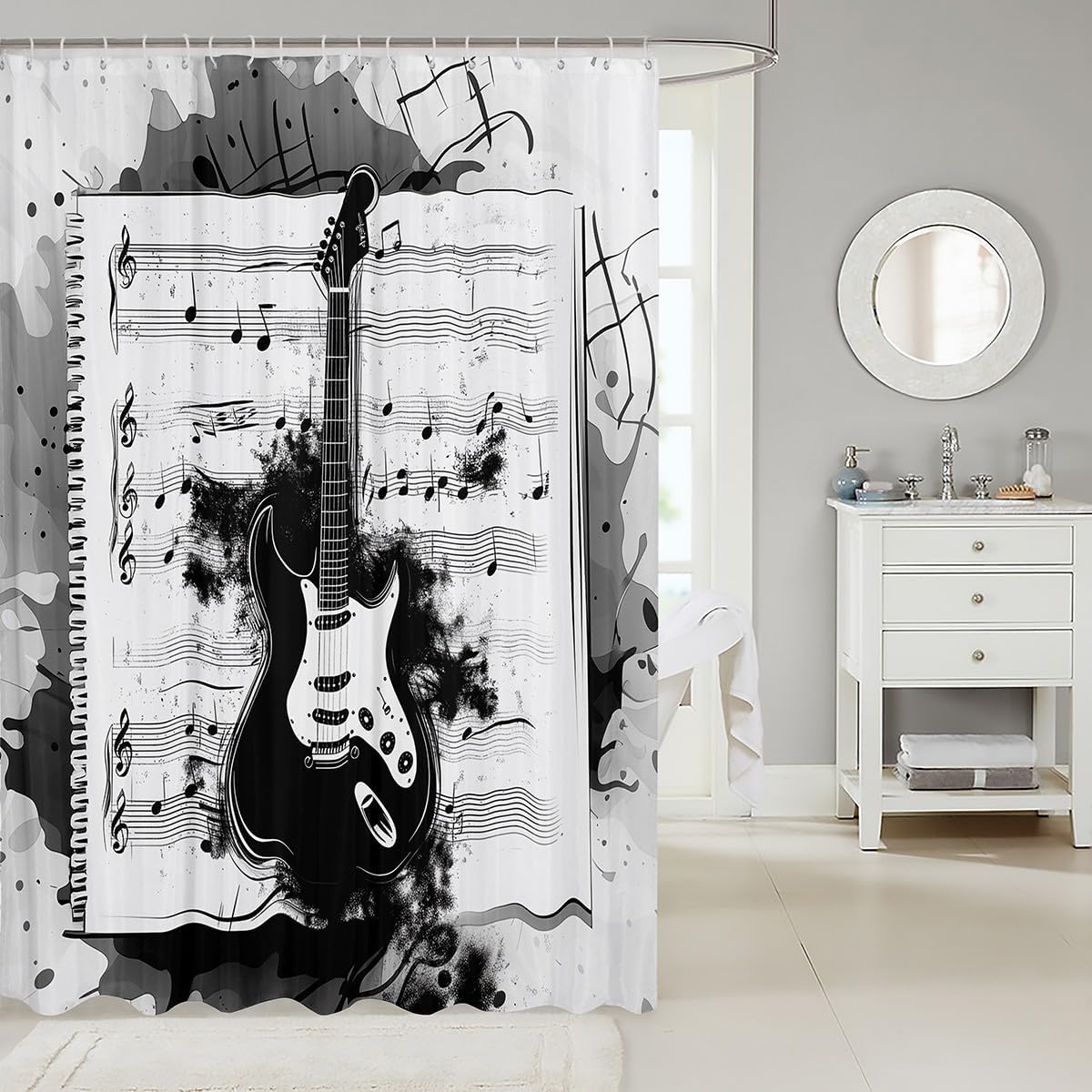 Feelyou Music Bath Curtain 72x78 Guitar