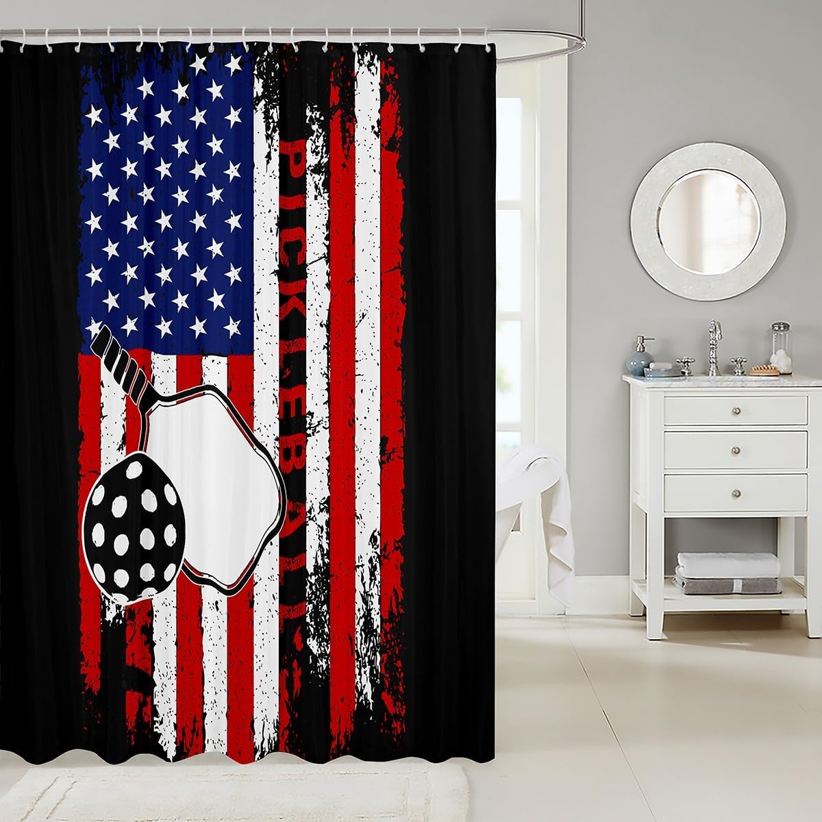 STURDY AMERICAN FLAG SHOWER CURTAIN for Both Kids and Adults - 72x84