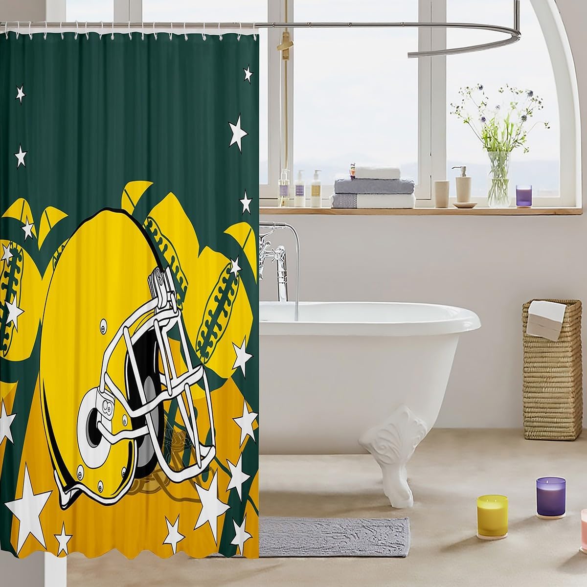 Erosebird Sports Shower Curtain Set for Kids