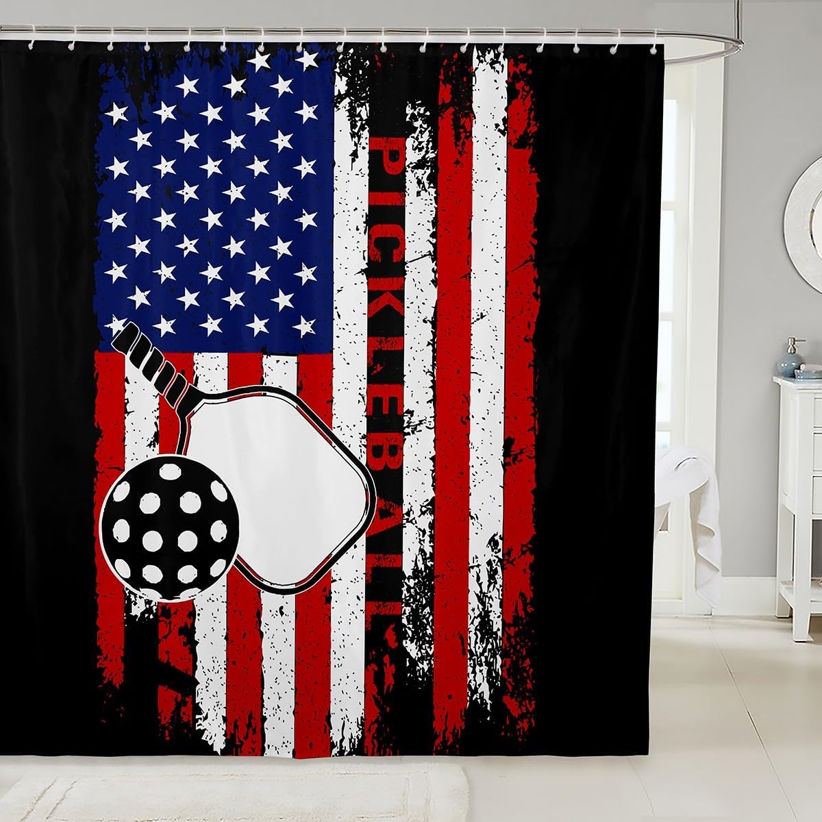 STURDY AMERICAN FLAG SHOWER CURTAIN for Both Kids and Adults - 72x84