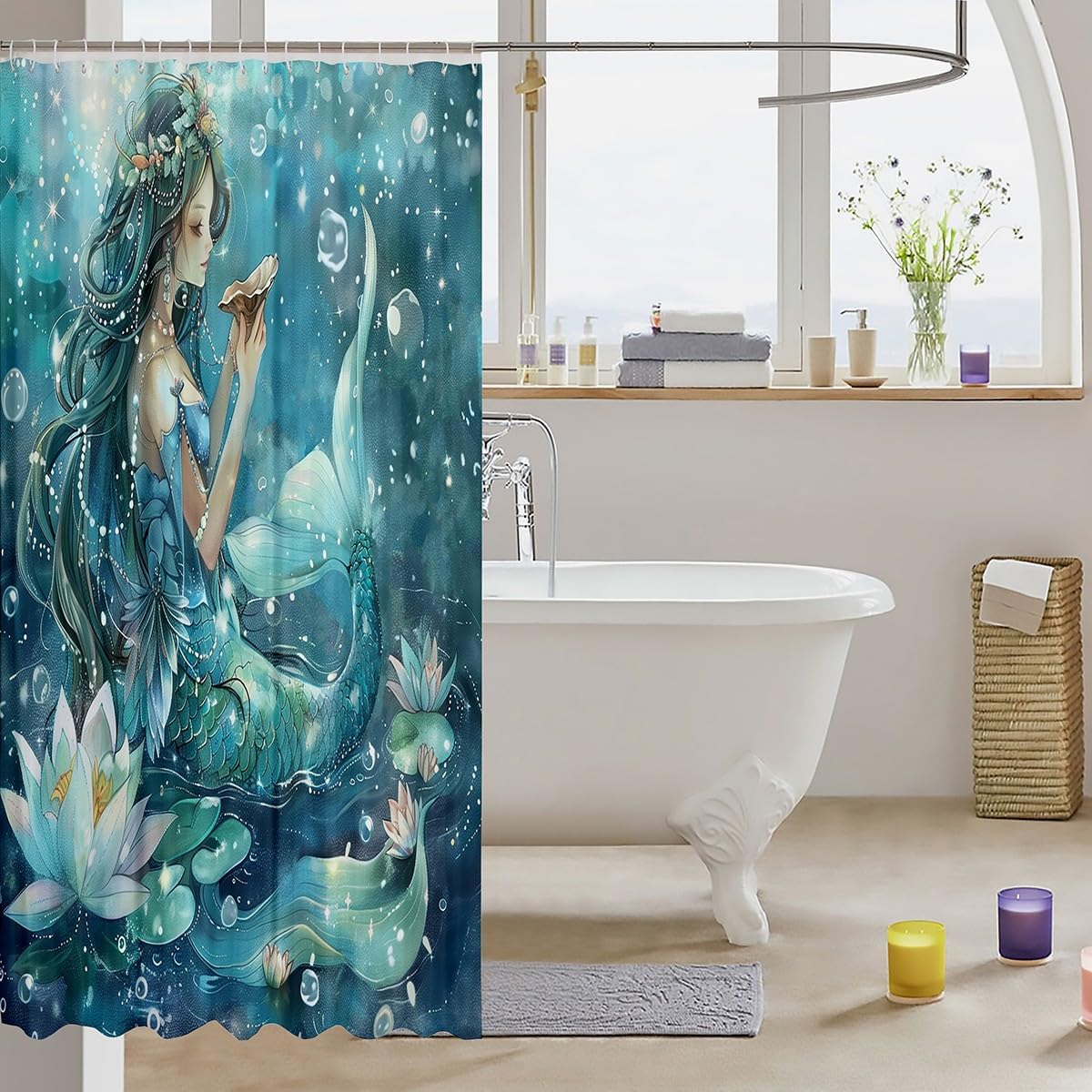 Blue Mermaid Kids Bath Curtn