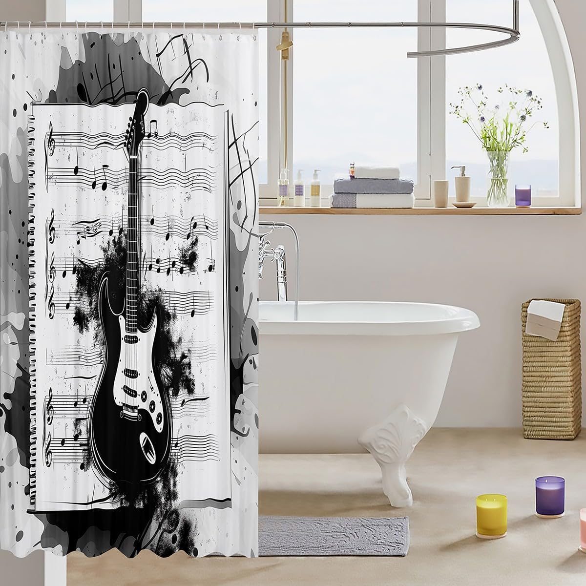 Feelyou Music Bath Curtain 72x78 Guitar