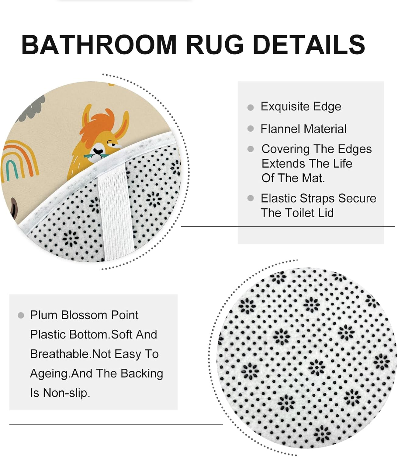 4PCS Cartoon Llama Bath Set with Non-Slip Rug U Toilet Covers
