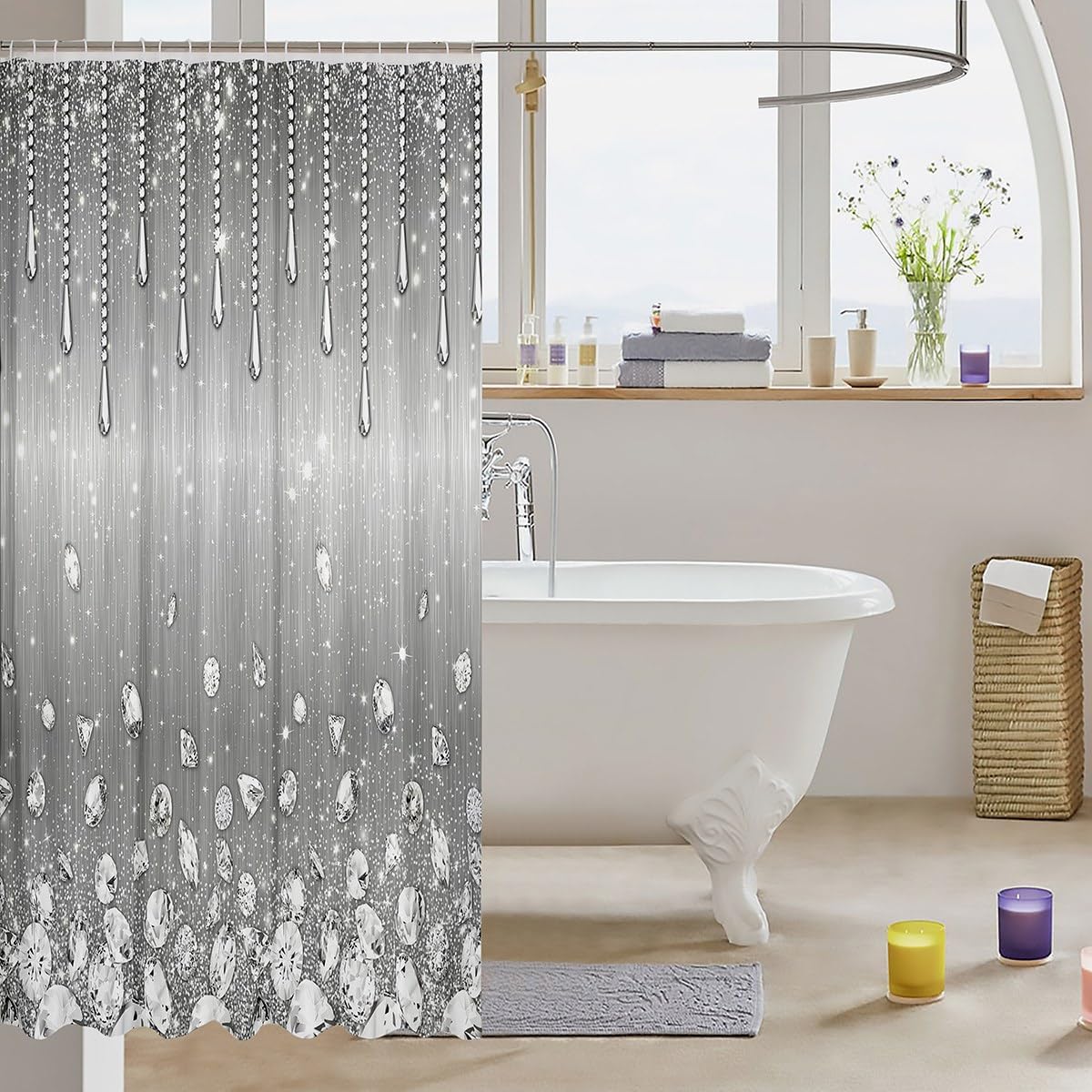 Geometric Ombre Stripes Shower Curtains