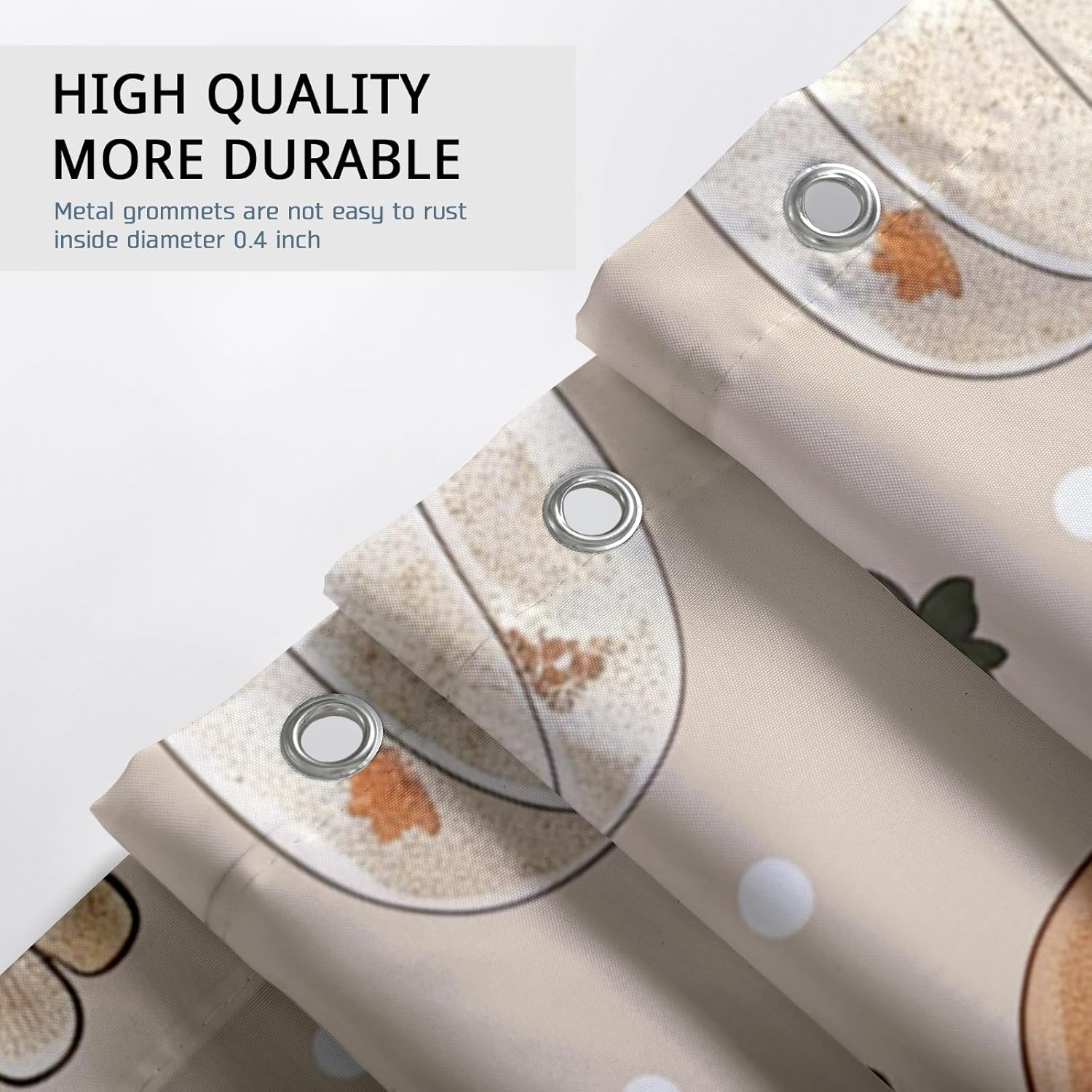 GDHBLING Fall Dot Pumpkin Shower Curtain with Rust-Proof Metal Rings