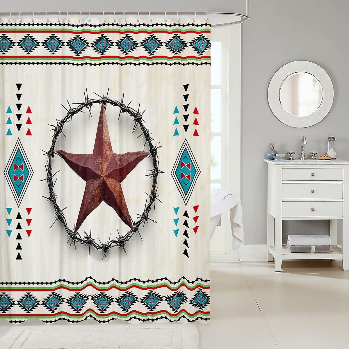 Boho Texas Star 72x84 Shower Curtain Set