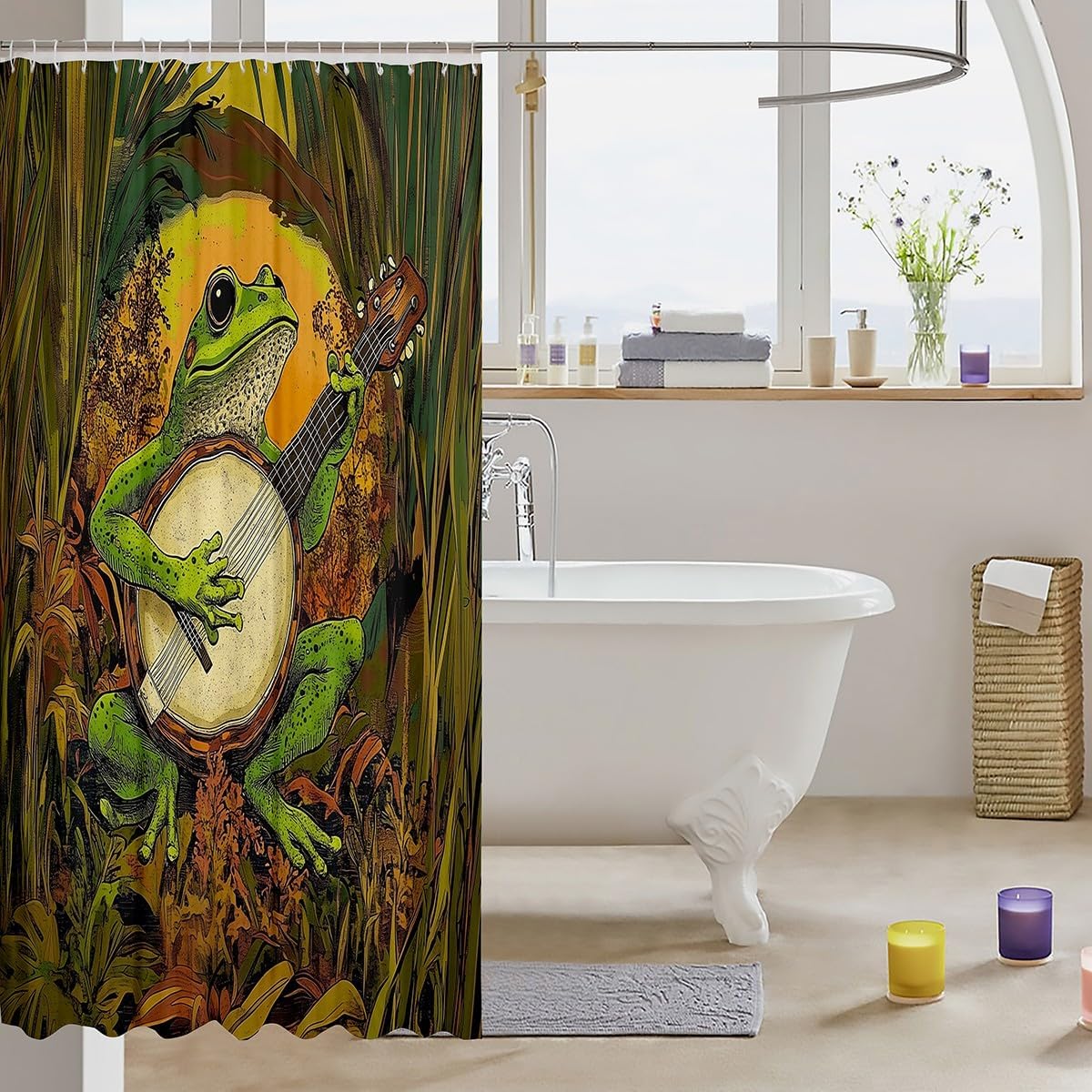 Feelyou Kids Cute Frog Shower Curtain Set