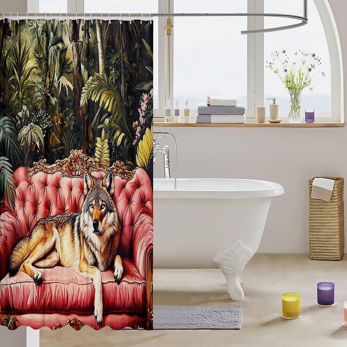 jejeloiu Wolf Bath Curtain