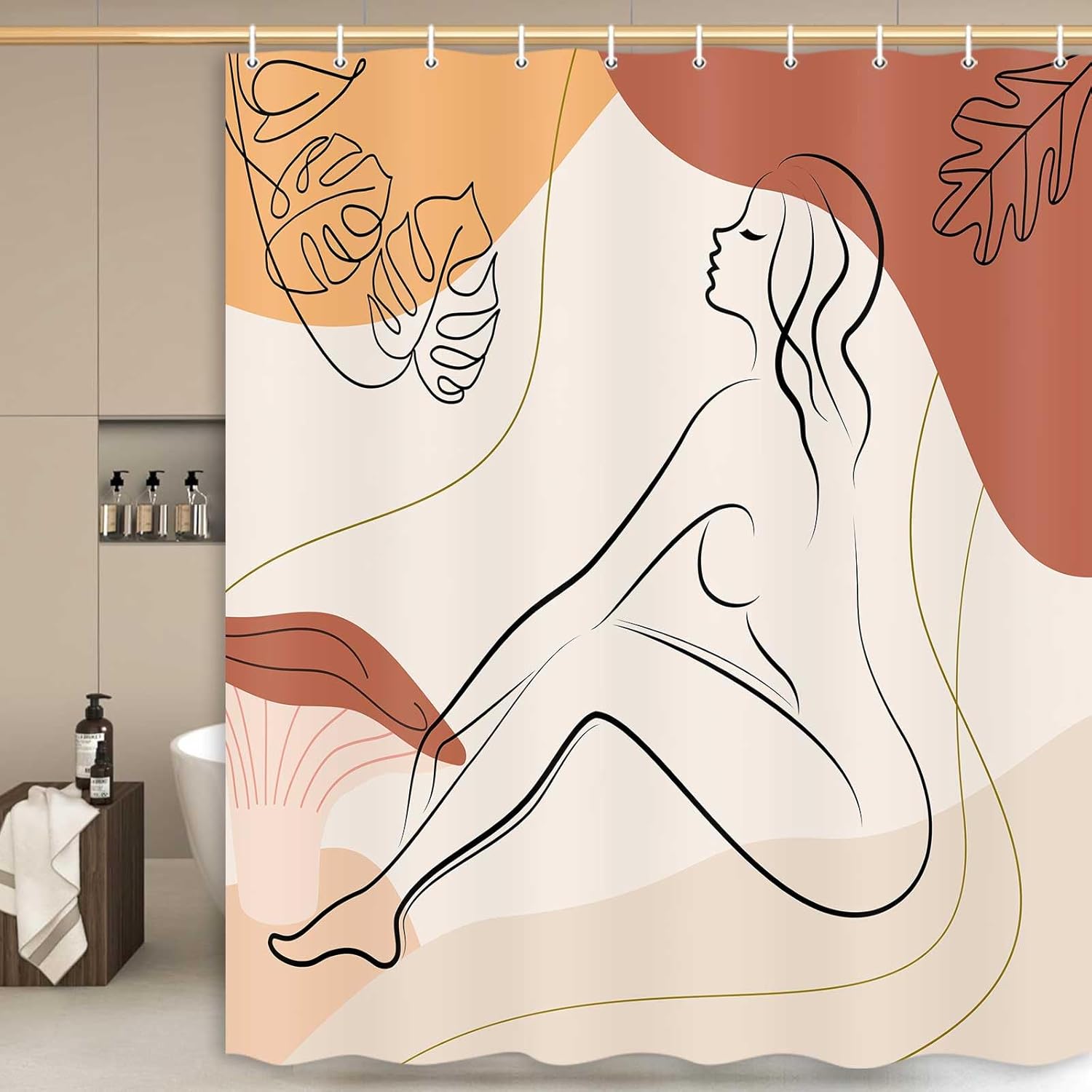 Boho Mid Century Modern 72x72 inch Contemporary Design Shower Curtain Set