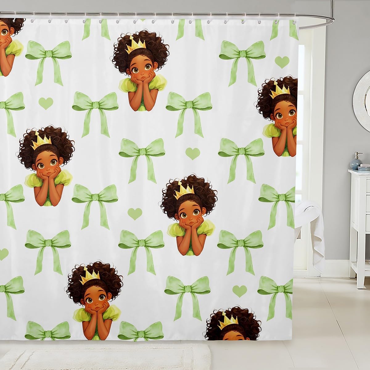 Manfei Cute Princess White Shower Curtain
